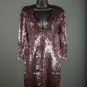GORGEOUS Short Pink Sequin Evening Party Cocktail Pageant Homecoming Dress Small